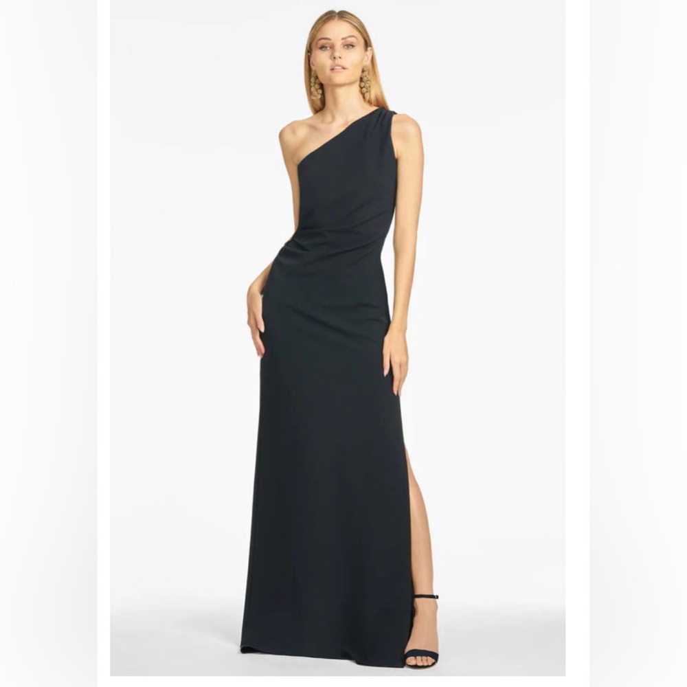 SACHIN & BABI CECE ONE SHOULDER GOWN IN NAVY Sz 22W